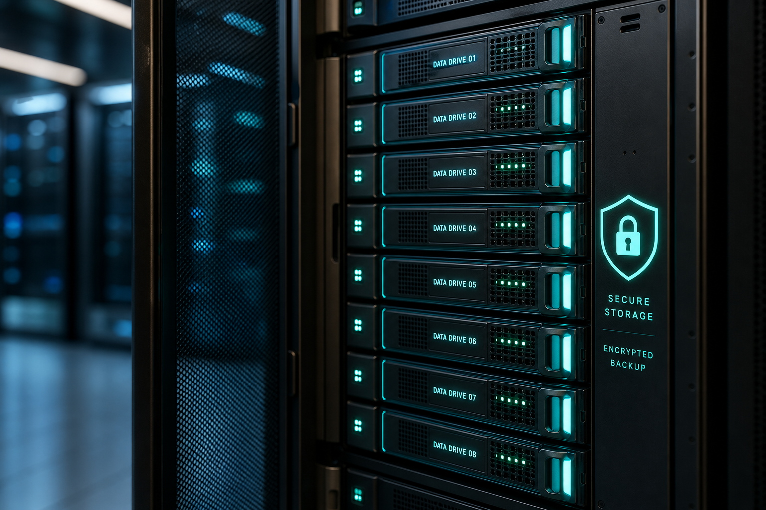 Data backup server hard drives